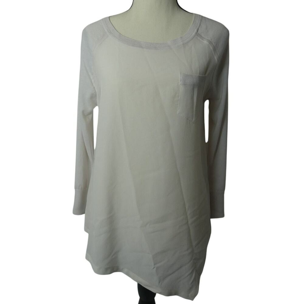 Cluny Anthropologie Women's XS Ivory Silk Tunic Blouse Business Casual Hipster